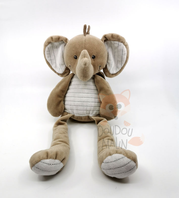  - peluche éléphant beige gris 40 cm 